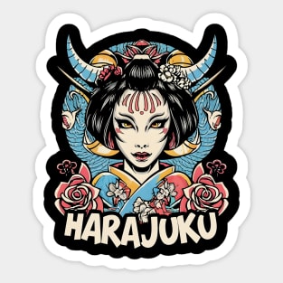 Japanese geisha girl Harajuku culture Sticker